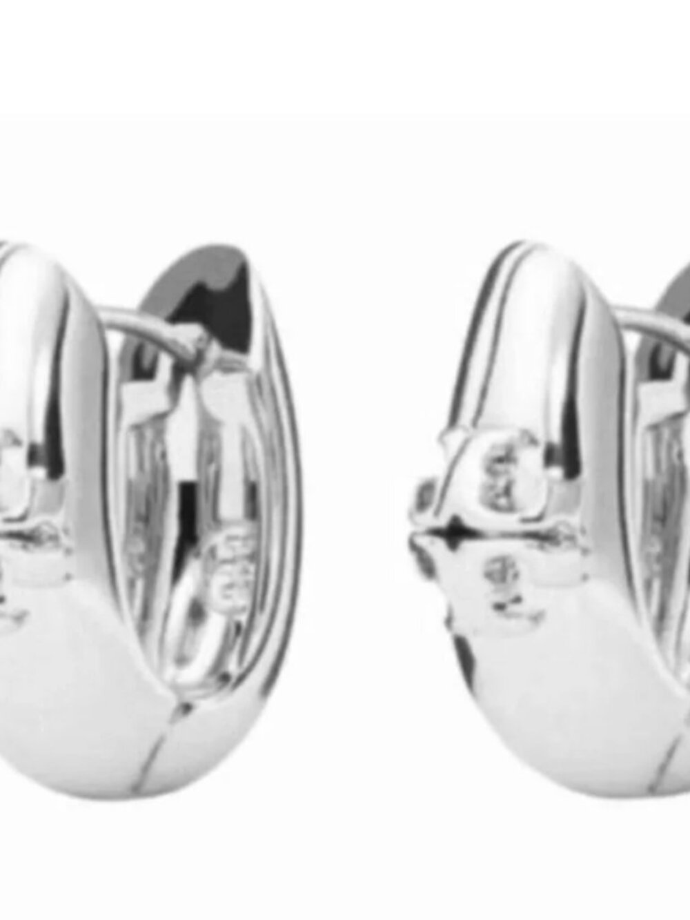 Tory Burch Huggie Hoop Kira Logo Earrings Silver